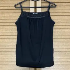 【CINEMA CLUB】　キャミソール ブラック 刺繍レース　Mのサムネイル