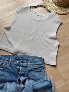 美品　スタジオクリップ　編み　トップス　オシャレ　オフホワイト