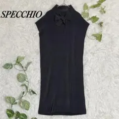 スペッチオ　シャトルプリーツ　ワンピース　ボウタイ　ノースリーブ　美品