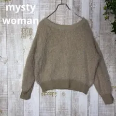 ミスティーウーマン　シャインフェザーニット ベージュ 長袖セーター　F