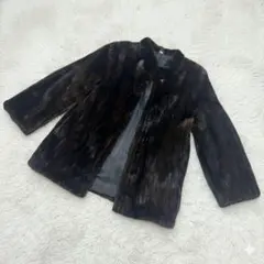 毛皮コート ミンク　リアリファー　ダークブラウン M相当