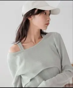 ローリーズファーム　レイヤードフウニットプルオーバー