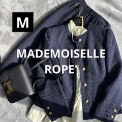 【美品】ノーカラーツイードジャケット、セットアップ、金ボタン、マドモワゼルロペ