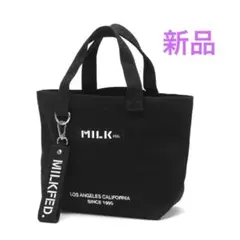 新品⭐︎ミルクフェド　バーアンドアンダー ロゴランチトート　ミニトート　黒のサムネイル