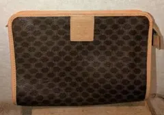 CELINE　OLD　マカダム柄　ブラウンレザー クラッチバッグ
