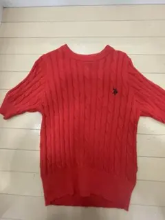 U.S. POLO ASSN. ケーブルニット 半袖 Mレッド