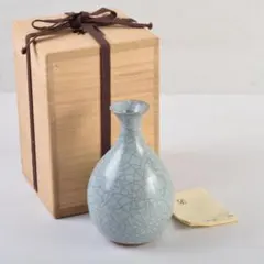 中島ブルーの傑作　人間国宝　中島宏　青磁　花入　共箱　花器　花瓶　壷　青瓷 中島ブルーの傑作 人間国宝 中島宏 青磁 花入 共箱 花器 花瓶 壷
