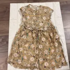 ラポシェビスキュイ 花柄 ワンピース 120 前開き フリル ベージュ 半袖のサムネイル