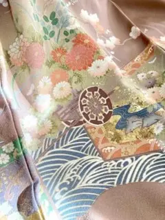 T-244 色留袖 京友禅 袷 色紙 草花 灰紫色 金駒刺繍 暈し