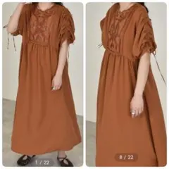 w closet　ダブルクローゼット　スクエア切り替え刺繍ワンピース