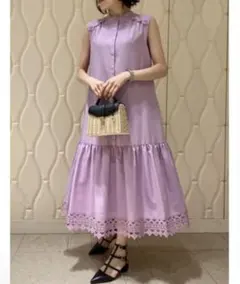 CELFORD セルフォード　エンブロイダリーレースワンピース　ラベンダー　36