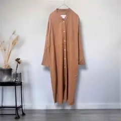 SIMPLE LIFE◎シンプルライフ　ロングシャツワンピース　ゆったり　茶色系のサムネイル