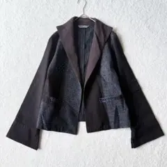絣の館 個性派 レトロ デザイン コットン ジャケット 日本製 ブラウン 美品