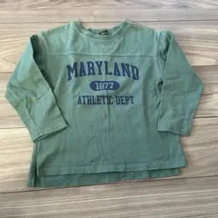 プチマイン カレッジロゴ 長袖カットソー トップス スウェットグリーン