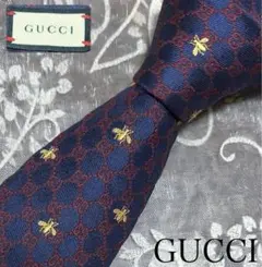 極美品 GUCCI ネクタイ GG柄 ビー総柄 ジャガード