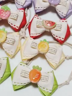 トリミングチョーカーフルーツと夏野菜モチーフ犬用リボン10本セット541