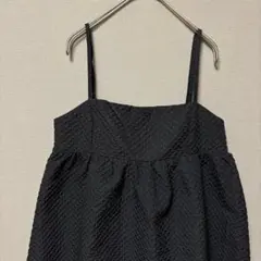 ルシエル　ジャガードぺプラムキャミソール(F)ブラック　大人かわいい