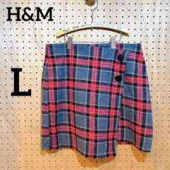 【H&M エイチアンドエム】ミニスカート 巻きスカート風 チェック柄