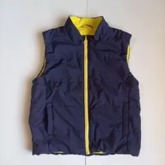 ネイビー/イエロー 軽量 吸水発熱 中綿ベスト 140cm