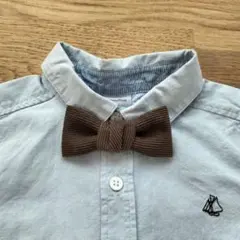 ハンドメイド　キッズ　蝶ネクタイ　リボンブローチ　コーデュロイ　ダークブラウン