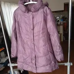 パープル キルティング ダウンジャケット