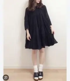 ヌキテパ ティアードワンピース ブラック