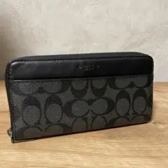 美品　COACH シグネチャー　PVC ラウンドジップ　長財布　F58112