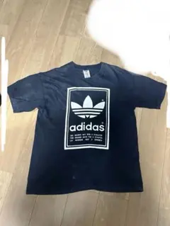 90's adidas☆USA製☆常田大希着☆墨黒☆万国旗☆ペンキ☆ボロtシャツ