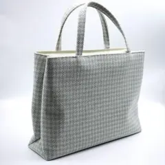 和装バッグ 千鳥格子　水色　お稽古 お茶席 和服 手提げ 着物 　和洋兼用