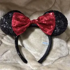 【販売終了商品】ディズニーカチューシャ【ミニー×ブラック×赤リボン】