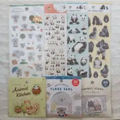 ⑤フレークシール デザインシール　アニマル　動物　パンダ　コアラ　ゴリラ