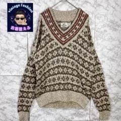 【ヴィンテージ】ヴァン ヒューゼン コットン Vネック ニット セーター