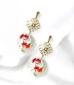 夏★和ピアス　イヤリング★ 金魚　着物　浴衣　和装 和風　No544