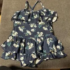 ブランシェス　女の子　水着　ワンピース フリル　花柄　ネイビー