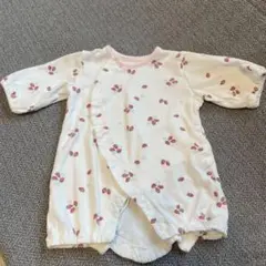 いちご花柄ロンパース 60cm 綿100%