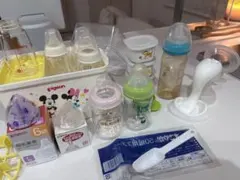 哺乳瓶セット　Pigeon哺乳瓶ケース付き。ビーンスターク、母乳実感、新品乳首