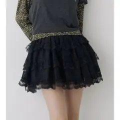 jouetie ドッキングレースフリルミニスカパン ブラック