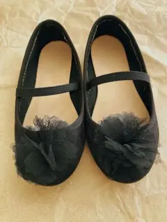 黒 フラワー装飾 バレエシューズ　フォーマル　卒園