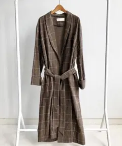 〖TODAYFUL〗ロングコート ブラッシュチェックガウン/着丈119cm