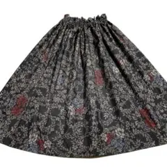 624 ⿻大島紬リメイクロングスカート　着物リメイクロングスカート