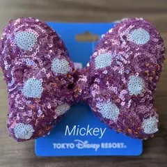 【新品】ディズニー　ヘアゴム ミニー リボン スパンコール ピンク