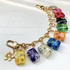 箱推しスクエアチャーム　SnowManメンバーイニシャル名入れレジンキーホルダー