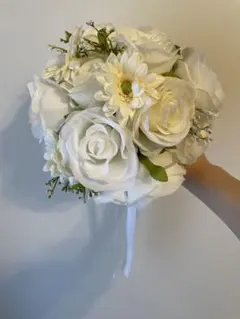 アーティフィシャルフラワーブーケ【ブートニア付き】　ラウンドブーケ