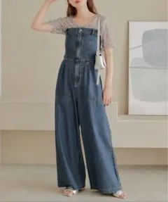 kastane デニムベアサロペット