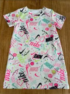ナイキ　キッズ　ワンピース　100cm 半袖 ホワイト 総柄