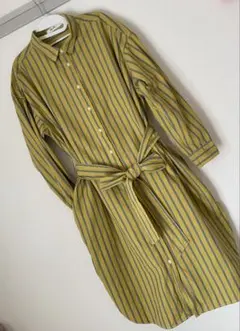 ◇美品◇Femicite クールカレアン シャツワンピース ストライプ リネン 
