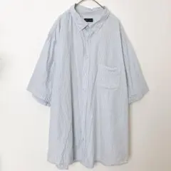 フェイデッドグローリー ストライプ 半袖シャツ ボタンダウン 2XL 水色 白のサムネイル