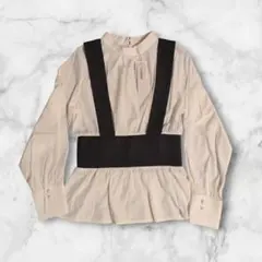 ​mimi様専用 サスペンダー風 ドッキングブラウス ハイネック オフィス