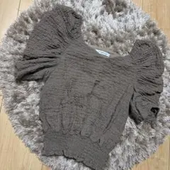 あ*お様 LIP SERVICE フリル袖シャーリングブラウントップス美品F