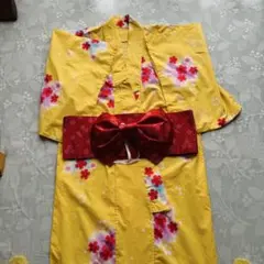 浴衣 レディース 花柄 イエロー 赤帯セット 夏祭り 花火大会